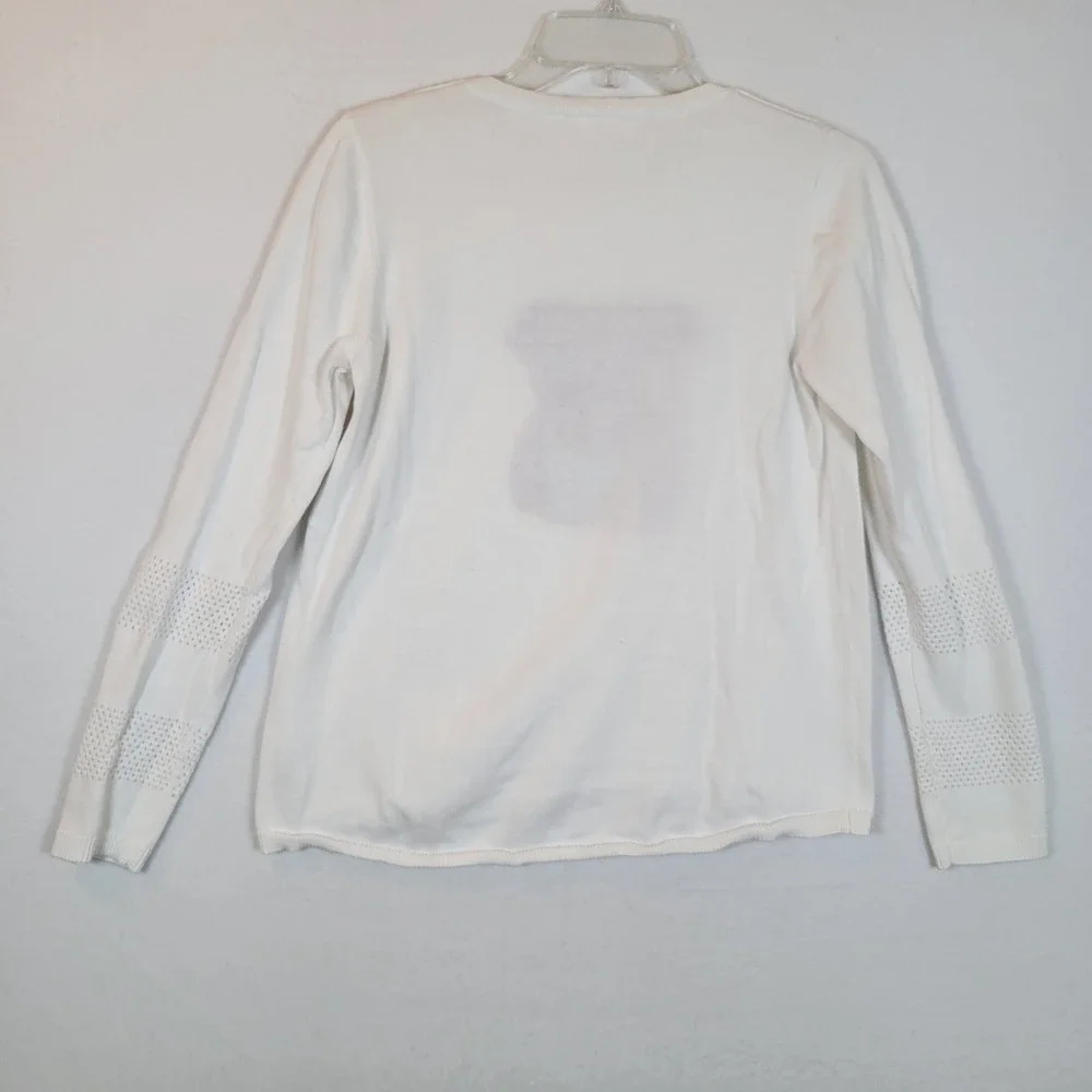 Lisa Todd Womens Bulldog Lover Knit Cotton Sweater Top Size Small White Animal - Picture 9 of 11